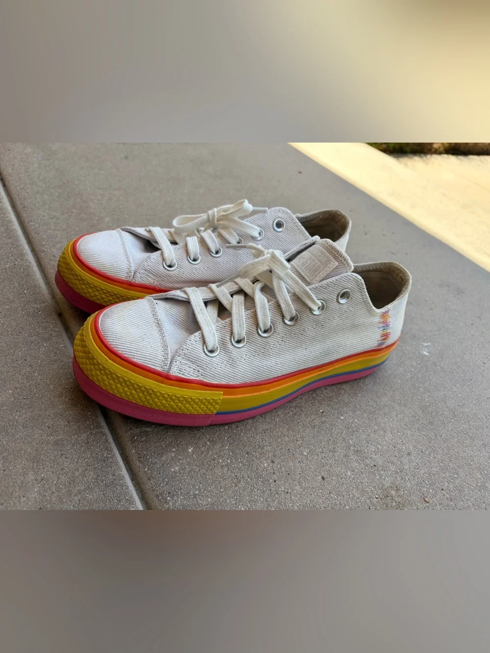 Converse Platform Sneakers with Rainbow Base - Size 8